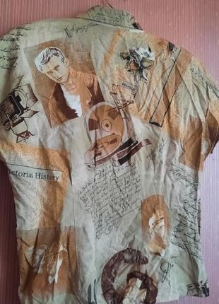 Дизайнерские старинная винтажная блуза жакет с принтом газет и топовых открыток и фото6 фото