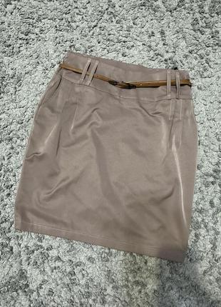 Кофейная юбка-миди.коричневая. темно-бежевая