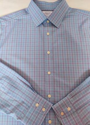 Сорочка чоловіча бавовняна charles tyrwhitt голуба в клітинку рубашка коттон 44/91 сорочка чоловіча