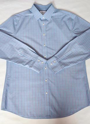 Рубашка мужская хлопковая голубого цвета charles tyrwhitt рубашка 44/91 в мелкую клетку4 фото