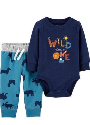 Хлопковый набор комплект костюм боди штаны carters 18м