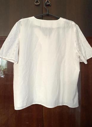 Большая натуральная ажурная блуза короткий рукав4 фото