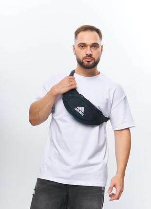 Бананка adidas 1000d чорна, біле лого