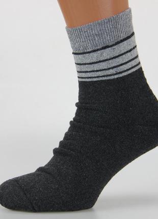 Шкарпетки чоловічі махрові високі 29-31 розмір (43-46 взуття) еліт смуга зимові, темні кольори5 фото