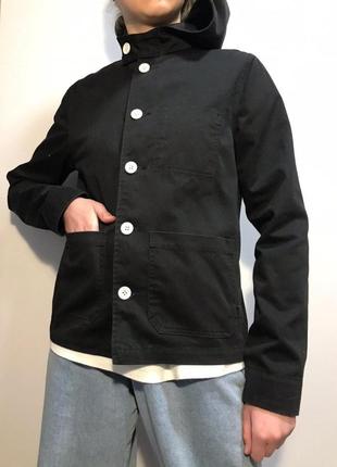 Куртка з капюшоном джинсова чорна xs