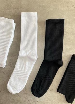Базові високі однотонні шкарпетки з резинокою на стопі, чорні/білі класичні шкарпетки