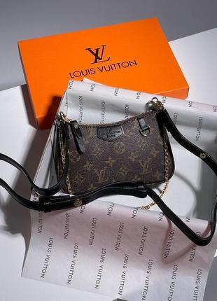 Женская сумка louis vuitton easy pouch on strap monogram brown/black2 фото