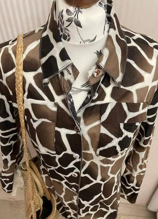 Нереальная натуральная рубашка удлинённая, африканский принт жираф, сафари2 фото