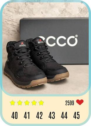 Чоловічі зимові шкіряні кросівки еcco series clasic black