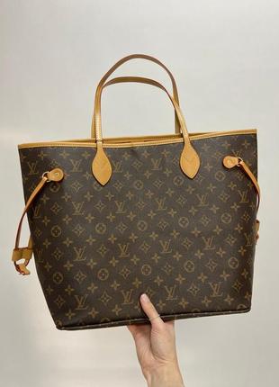 Женская сумка louis vuitton neverfull brown caramel5 фото