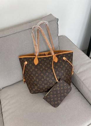 Жіноча сумка louis vuitton neverfull brown caramel