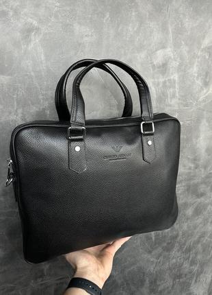 Мужская сумка для ноутбука портфель для документов кожаный armani