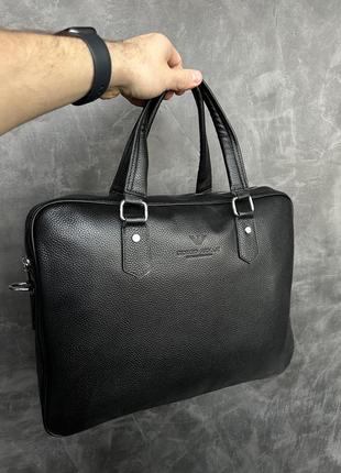 Мужская сумка для ноутбука портфель для документов кожаный armani7 фото