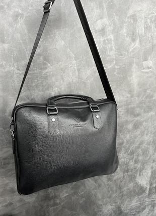 Мужская сумка для ноутбука портфель для документов кожаный armani4 фото