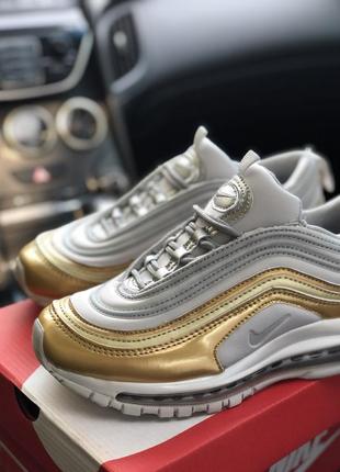 Жіночі шкіряні кросівки nike air max 97 metallic gold 😍 (весна/ літо/ осінь)