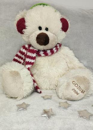 Ведмедик новорічний в навушники ведмідь godiva christmas teddy bear