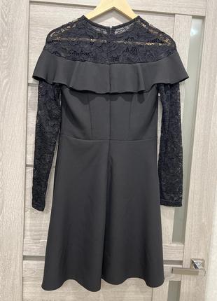 Стильна чорна сукня із мереживом2 фото