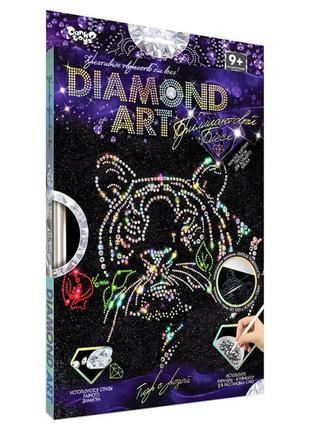Комплект креативної творчості "diamond art" dar-01, 10 видів  (тигр з трояндою)