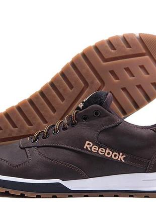 Мужские кожаные кроссовки  rbk classic leather trail chocolate