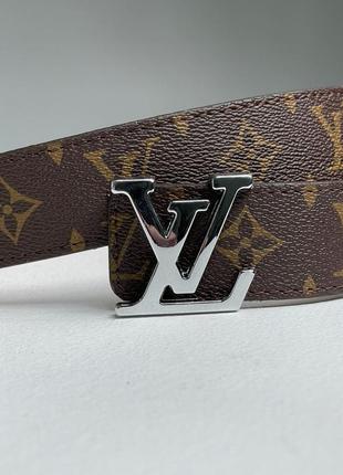 Женский ремешок louis vuitton leather belt canvas brown/silver4 фото