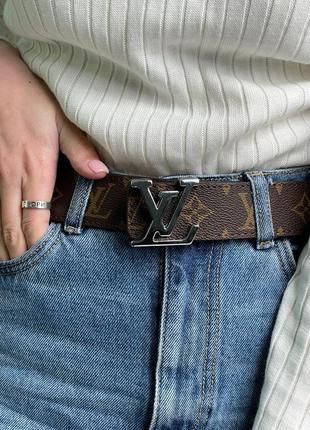 Жіночий ремінець louis vuitton leather belt canvas brown/silver3 фото