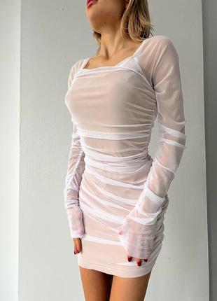 Платье мини обтягивающее, стрейч сетка3 фото