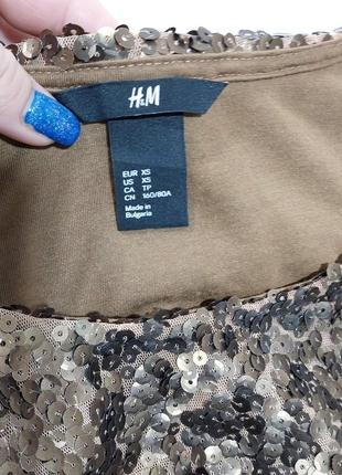 H&m блузка расшита золотыми пайетками, размер xs3 фото