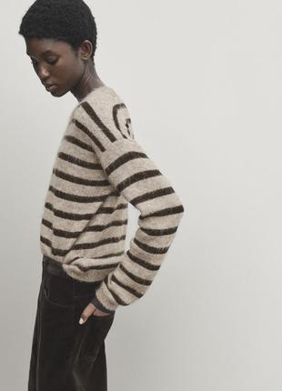 Massimo dutti вязаный свитер в полоску с круглой горловиной2 фото