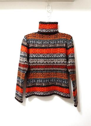 Shnyeng красивый свитер шерстяной в полоску оранжевый/красный/чёрный/коричневый/бежевый женский8 фото