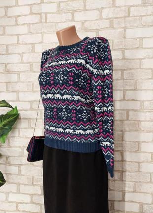 Новий стильний яскравий светр у зимовий сніговий орнамент, розмір хс-с4 фото
