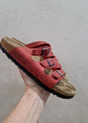 Шкіряні ортопедичні шльопанці на корку birkenstock/ розм.38 оригінал3 фото