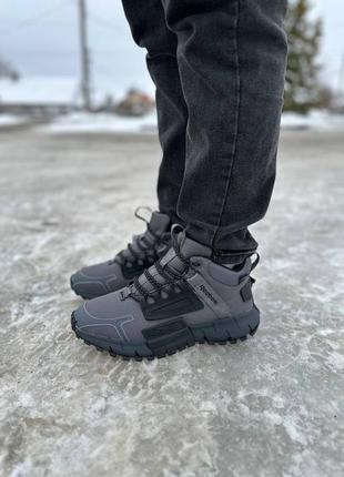 Мужские зимние кроссовки reebok zig kinetica high grey fur