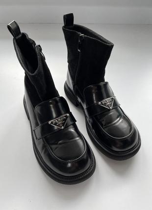 Ботинки черные кожаные демисезонные подростковые для девочки