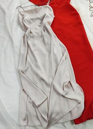 Молочна сатинова сукня на бретельках h&m