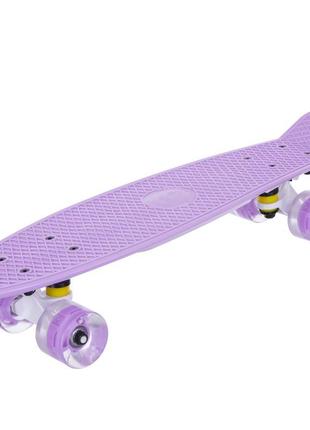 Скейтборд пенні penny led wheels fish sp-sport sk-405-6 фіолетовий-білий