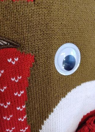 Новый нарядный новогодний свитер в красном цвете с оленем и обьемным носом, размер хл-2хл8 фото