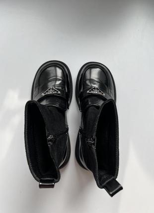 Ботинки черные кожаные демисезонные подростковые для девочки9 фото