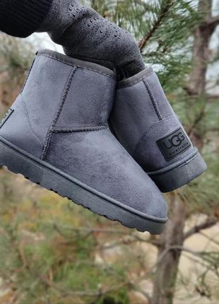 Серые угги унты ботинки зимние тапки на меху теплые ugg1 фото