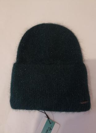 Теплая шапка с ангорой 60% с флисовой полоской и люрексом3 фото