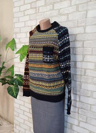 Новий мега теплий светр/кофта на 70% вовна в барвистий орнамент, розмір л-хл4 фото