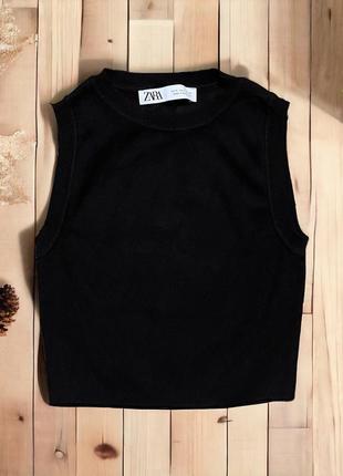 Черный кроп топ zara, размер s, xs, xxs
