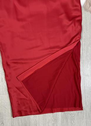 Красное сатиновое вечернее платье длины макси от boohoo ( платье на новый год, вечернее платье, атласное платье макси)7 фото