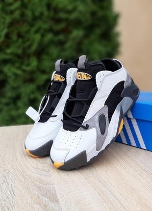 Adidas streetball белые с серым и оранжевым кожа/замша
