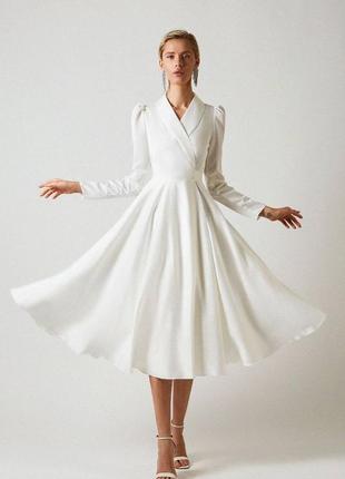 Платье миди шёлковое женское нарядное пышное8 фото