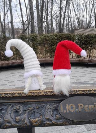 Пара скандинавских новогодних гномов, дед мороз и снеговирка, интерьерная игрушка ручной работы1 фото