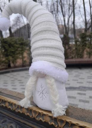 Пара скандинавських новорічних гномів, дід мороз та снігурка, інтер'єрна іграшка ручної роботи