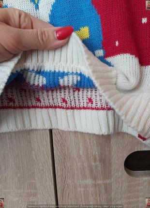 Классный зимний свитер с minions в сочном красном цвете на ребёнка 7-8 лет6 фото