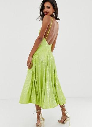 Великолепное салатовое платье asos с вышивкой! вышивка в паетки,3 фото