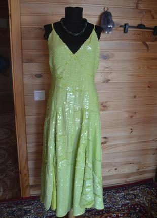 Великолепное салатовое платье asos с вышивкой! вышивка в паетки,5 фото