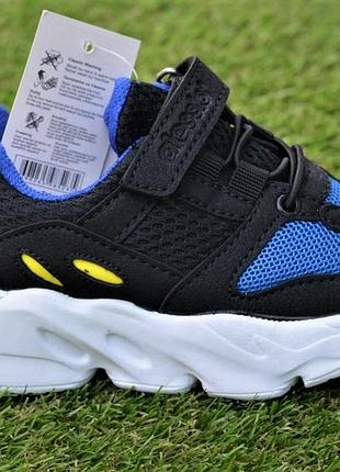 Весенние детские кроссовки на липучках черный синий р27-28